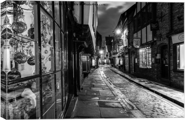 The Shambles, York : 01 of 07 Images (B&W) Canvas Print by Phil MacDonald
