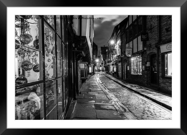 The Shambles, York : 01 of 07 Images (B&W) Framed Mounted Print by Phil MacDonald