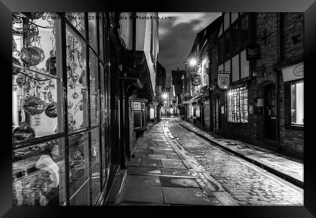 The Shambles, York : 01 of 07 Images (B&W) Framed Print by Phil MacDonald