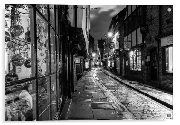 The Shambles, York : 01 of 07 Images (B&W) Acrylic by Phil MacDonald
