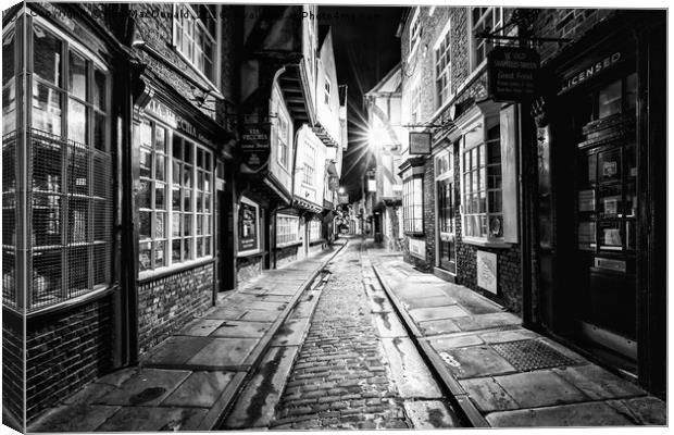 The Shambles, York : 03 of 07 Images (B&W) Canvas Print by Phil MacDonald