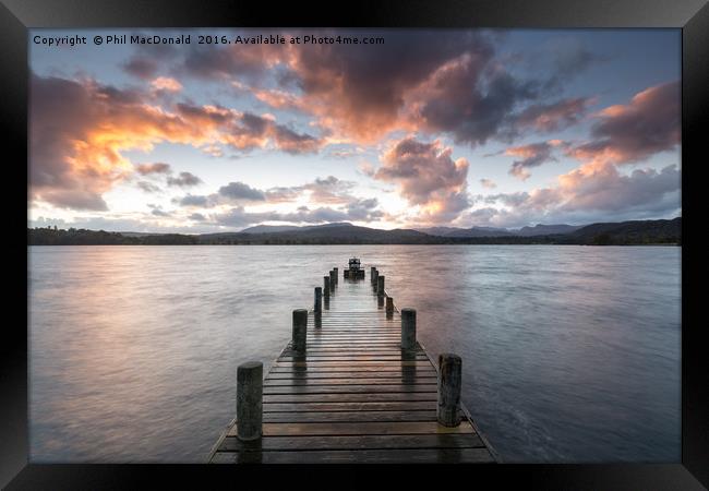 Glorious Sunset, Windermere Jetty Framed Print by Phil MacDonald