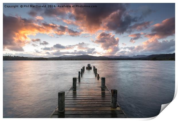 Glorious Sunset, Windermere Jetty Print by Phil MacDonald