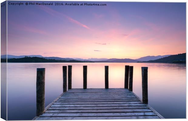 Sunset Jetty, Windermere in the UK Lake District Canvas Print by Phil MacDonald
