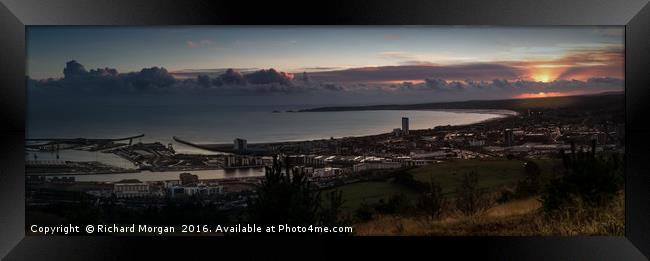 Sunset over Swansea Bay Framed Print by Richard Morgan