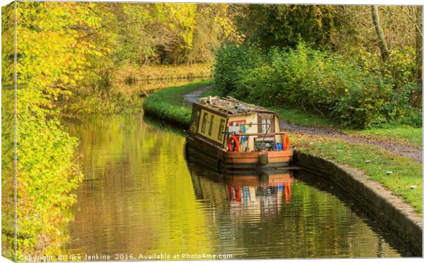 Narrowboat on the Brecon Monmouth Canal  Canvas Print by Nick Jenkins