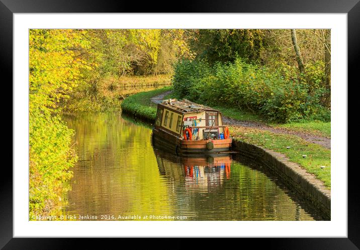 Narrowboat on the Brecon Monmouth Canal  Framed Mounted Print by Nick Jenkins