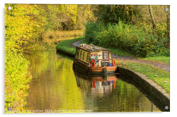Narrowboat on the Brecon Monmouth Canal  Acrylic by Nick Jenkins