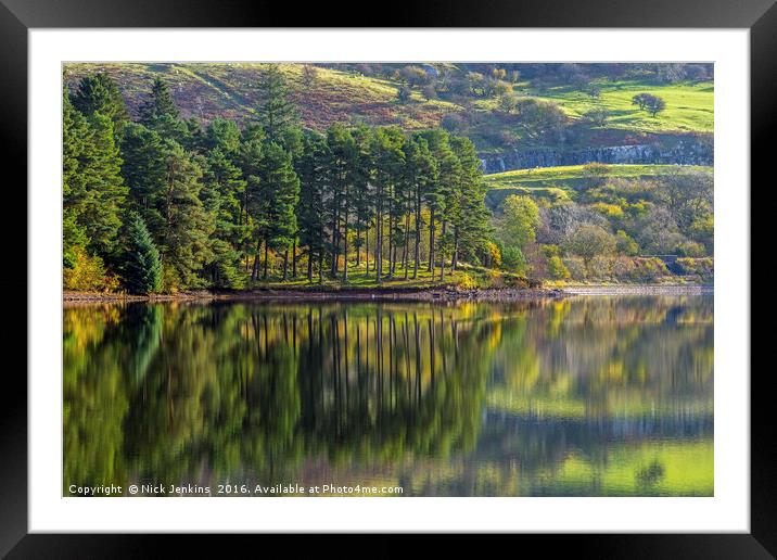 Pontsticill Reservoir and Reflections in the Breco Framed Mounted Print by Nick Jenkins