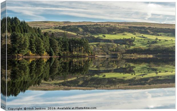 Reflections in Ponsticill Reservoir Canvas Print by Nick Jenkins