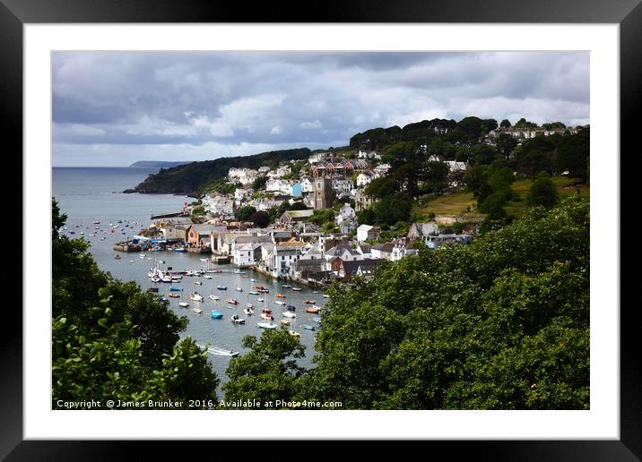 View Across River Fowey to Fowey Cornwall Framed Mounted Print by James Brunker