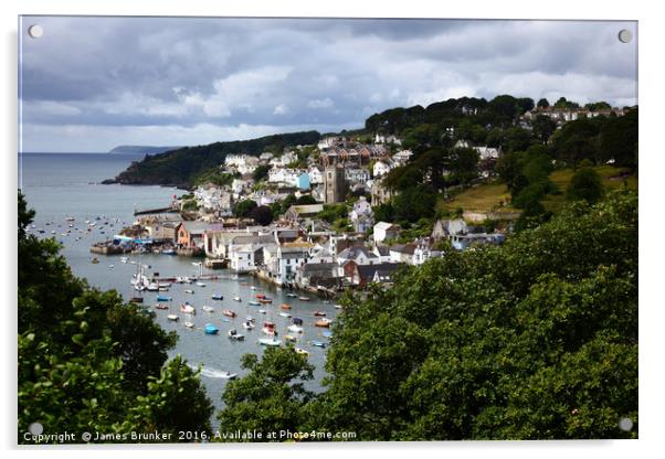 View Across River Fowey to Fowey Cornwall Acrylic by James Brunker