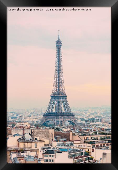 The Eiffel Tower at Sunset Framed Print by Maggie McCall