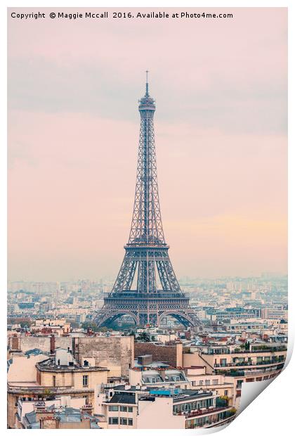 The Eiffel Tower at Sunset Print by Maggie McCall