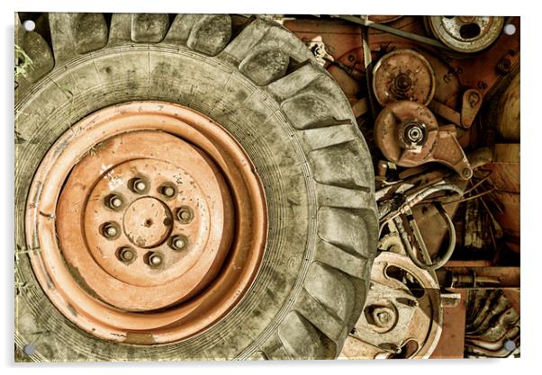 Old Combine Wheel Acrylic by John Williams