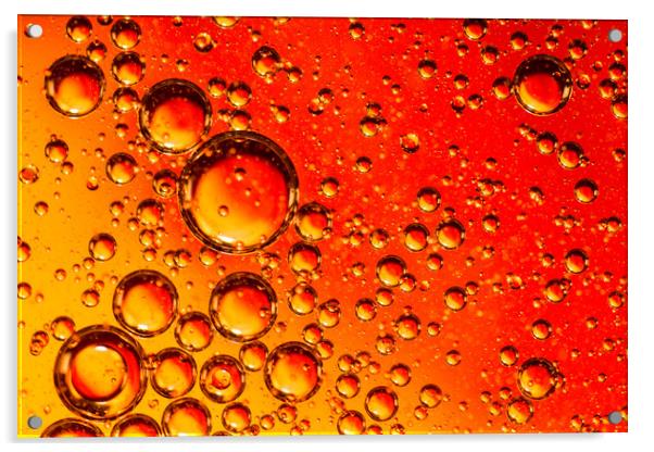 Red and Orange Coloured Oil on Water Abstract Acrylic by John Williams