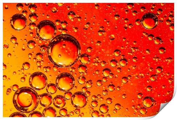 Red and Orange Coloured Oil on Water Abstract Print by John Williams