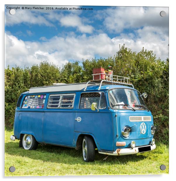 VW Campervan Acrylic by Mary Fletcher