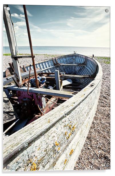 Fishing Boat on Shingle Acrylic by Stephen Mole