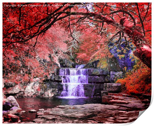 Enchanted water fall Print by Marie Castagnoli