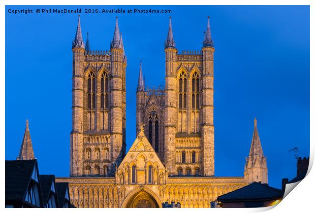 Blue Hour, Lincoln Cathedral Print by Phil MacDonald