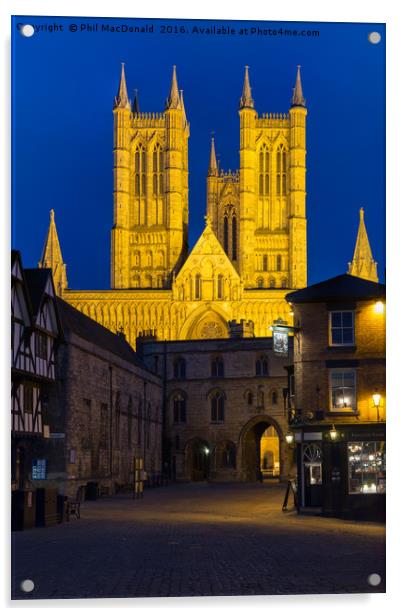 Blue Hour, Lincoln Cathedral Acrylic by Phil MacDonald