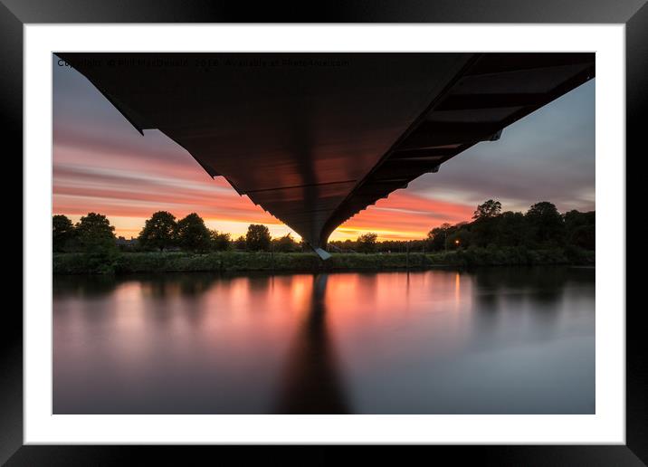 Deep Red Sunset at York Millennium Bridge Framed Mounted Print by Phil MacDonald