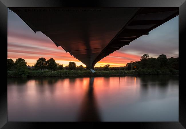 Deep Red Sunset at York Millennium Bridge Framed Print by Phil MacDonald