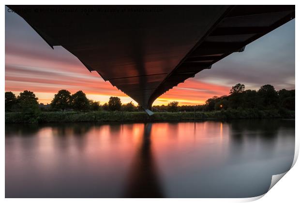 Deep Red Sunset at York Millennium Bridge Print by Phil MacDonald