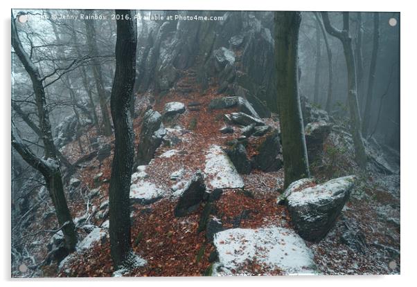 Rocky Path.  In Mysterious Woods                   Acrylic by Jenny Rainbow