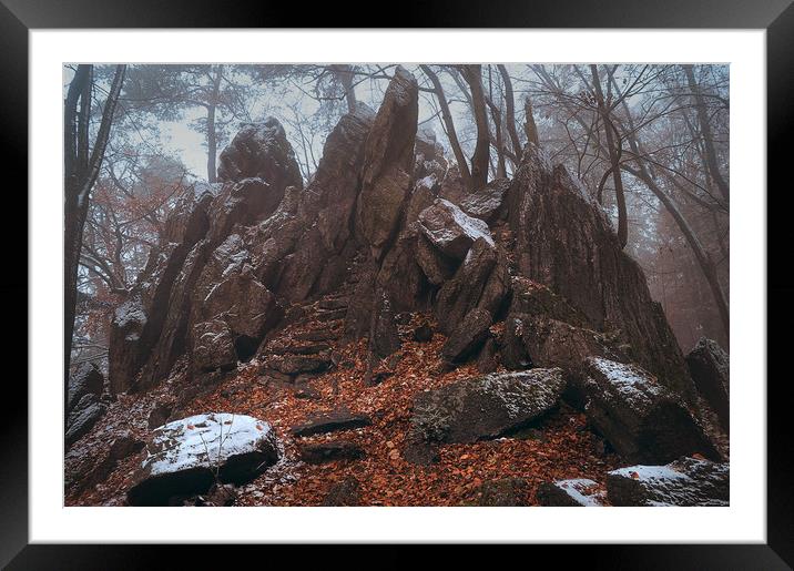 Kingdom of the Rocks. In Mysterious Woods          Framed Mounted Print by Jenny Rainbow