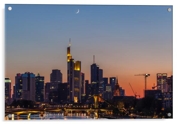 Skyline Frankfurt with moon Acrylic by Thomas Schaeffer