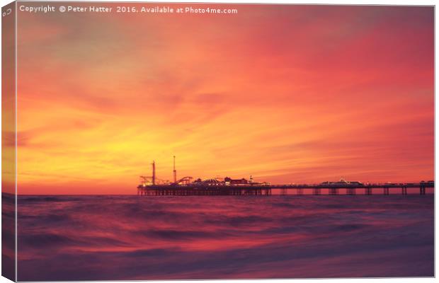 Brighton Pier Sunset Canvas Print by Peter Hatter