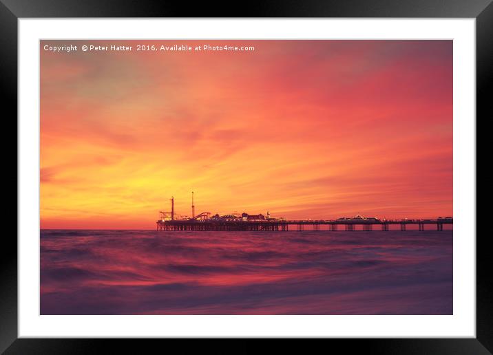 Brighton Pier Sunset Framed Mounted Print by Peter Hatter
