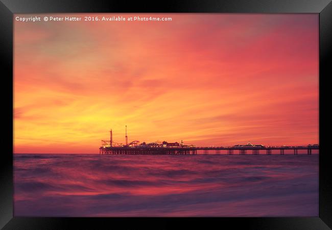 Brighton Pier Sunset Framed Print by Peter Hatter