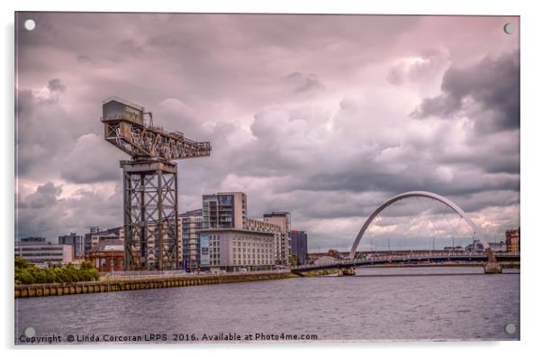 Finnieston Crane and Arc Bridge, Glasgow Acrylic by Linda Corcoran LRPS CPAGB