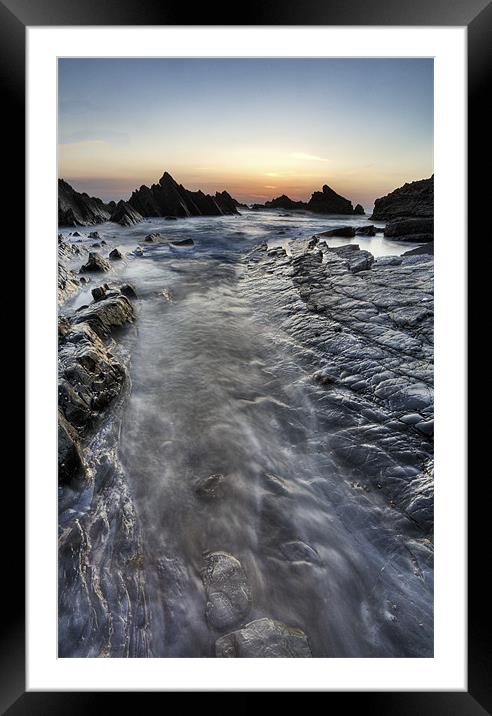 Hartland Quay Sunset 1 Framed Mounted Print by Mike Gorton