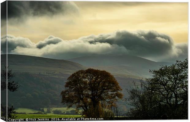 Angry Clouds riding high over the Brecon Beacons Canvas Print by Nick Jenkins
