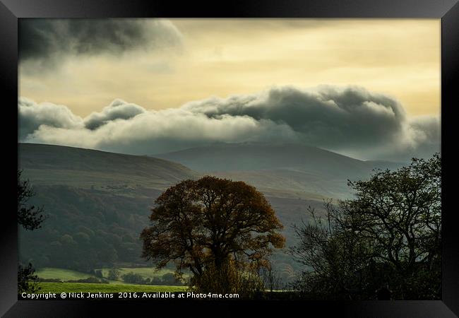 Angry Clouds riding high over the Brecon Beacons Framed Print by Nick Jenkins