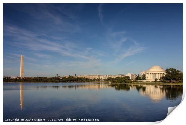 Jefferson Memorial and Washington Monument Print by David Siggers