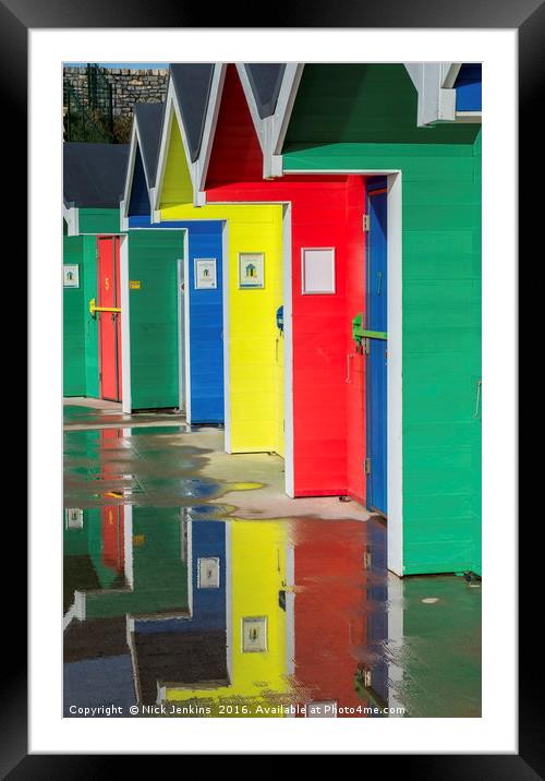 Colourful Beach Huts Framed Mounted Print by Nick Jenkins