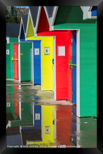 Colourful Beach Huts Framed Print by Nick Jenkins