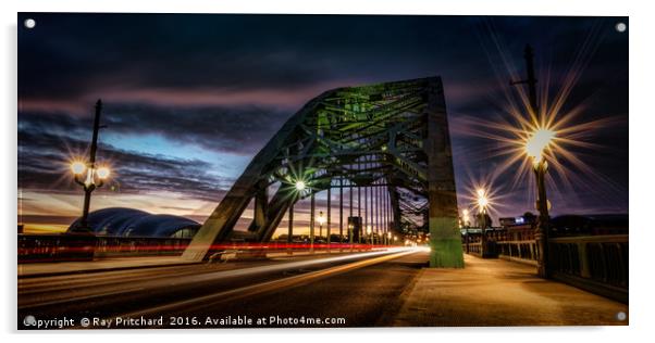 Tyne Bridge Light trails Acrylic by Ray Pritchard