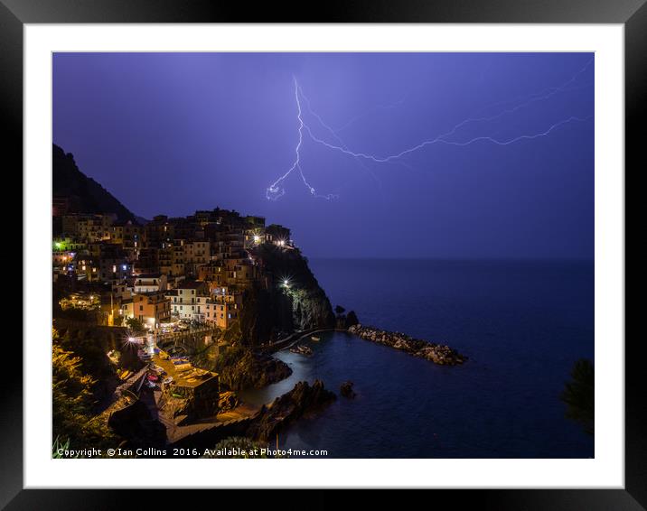 Lightning Storm Over Manarola II, Italy Framed Mounted Print by Ian Collins