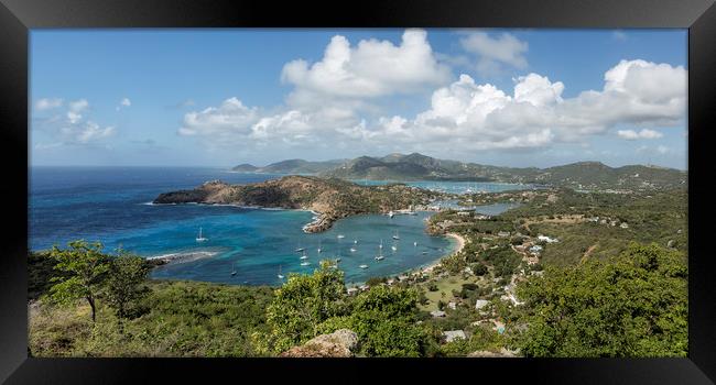 English Harbor as Seen from Shirley Heights  Framed Print by Belinda Greb