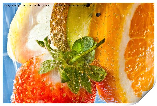 A strawberry, orange, kiwi and lemon cocktail Print by Phil MacDonald