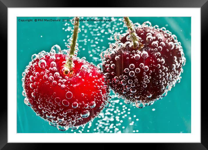 Two Cherries Fizz Framed Mounted Print by Phil MacDonald