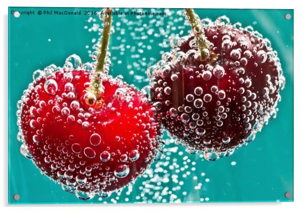 Two Cherries Fizz Acrylic by Phil MacDonald