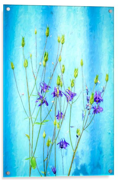Dark Blue Delphinium Soft Oil Style Acrylic by John Williams