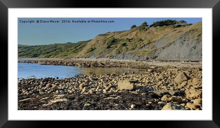 Osmington Mills beach Framed Mounted Print by Diana Mower